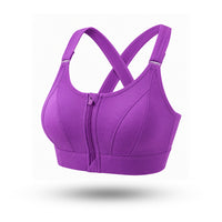 Premium Women’s Sports Bra – Front Zip, Cross Back, Hook & Adjustable High-Support Activewear Bra